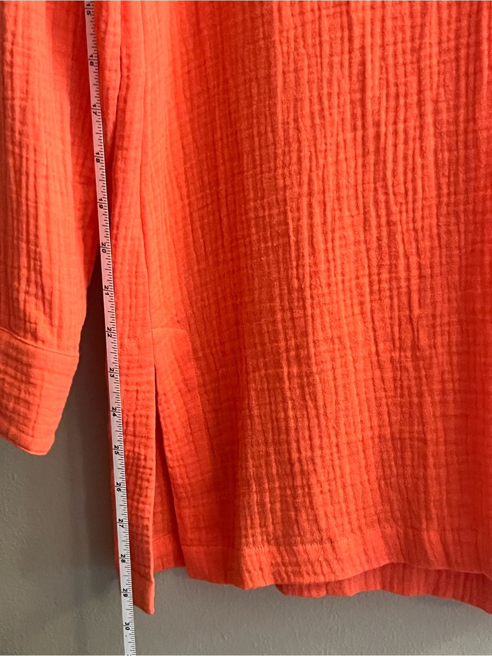 Soft Surroundings Coral-Orange Gauze V-Neck Tunic - Picture 7 of 7